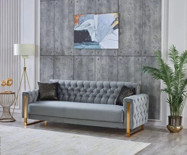 Schlafsofa Crystal braun grau B/H/T: ca. 235x86x87 cm