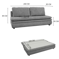 Schlafsofa Fiesta grau Microfaser B/H/T: ca. 200x89x85 cm