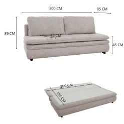 Schlafsofa Fiesta Greige Microfaser B/H/T: ca. 200x89x85 cm