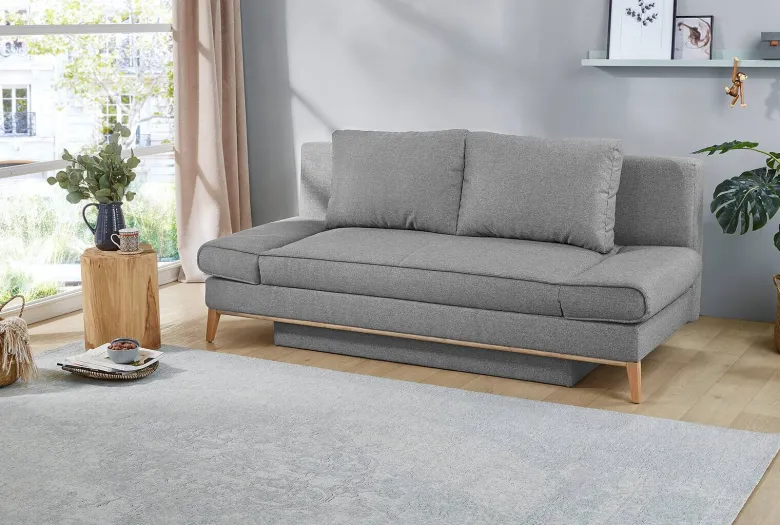 Schlafsofa grau Microfaser B/H/T: ca. 198x87x92 cm