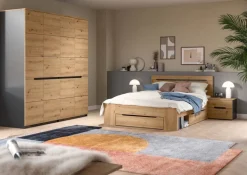 Schlafzimmer CANU, Set basaltgrau Artisan Nachbildung