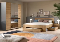 Schlafzimmer CANU, Set basaltgrau Artisan Nachbildung
