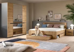 Schlafzimmer CANU, Set basaltgrau Artisan Nachbildung