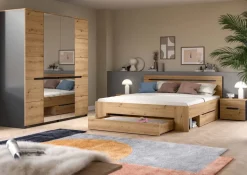 Schlafzimmer CANU, Set basaltgrau Artisan Nachbildung