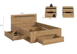 Schlafzimmer CANU, Set basaltgrau Artisan Nachbildung B/H/T: ca. 244x87x205 cm