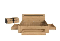 Schlafzimmer CANU, Set basaltgrau Artisan Nachbildung B/H/T: ca. 284x87x205 cm