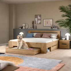 Schlafzimmer CANU, Set basaltgrau Artisan Nachbildung B/H/T: ca. 284x87x205 cm
