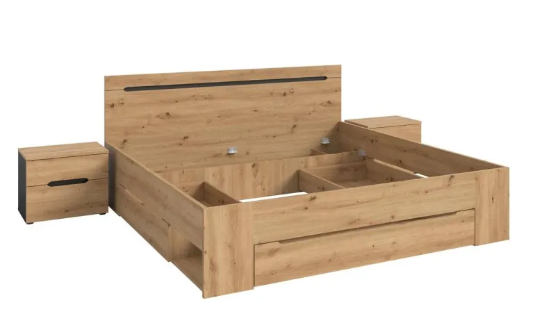 Schlafzimmer CANU, Set basaltgrau Artisan Nachbildung B/H/T: ca. 284x87x205 cm