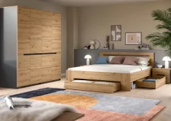 Schlafzimmer CANU, Set basaltgrau Artisan Nachbildung