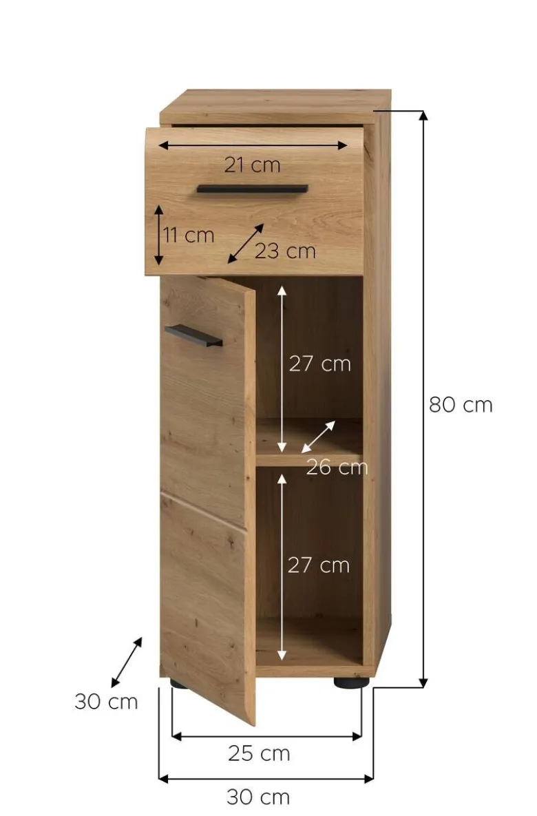 Schrank Ice Artisan Oak Nachbildung B/H/T: ca. 30x80x30 cm