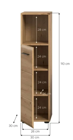 Schrank Ice Artisan Oak Nachbildung B/H/T: ca. 30x110x30 cm