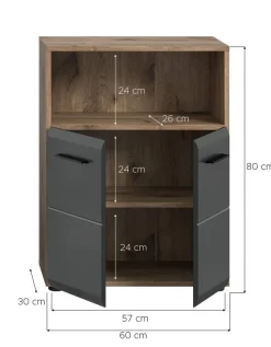Schrank Ice Nox Oak Nachbildung schwarz matt B/H/T: ca. 60x80x30 cm