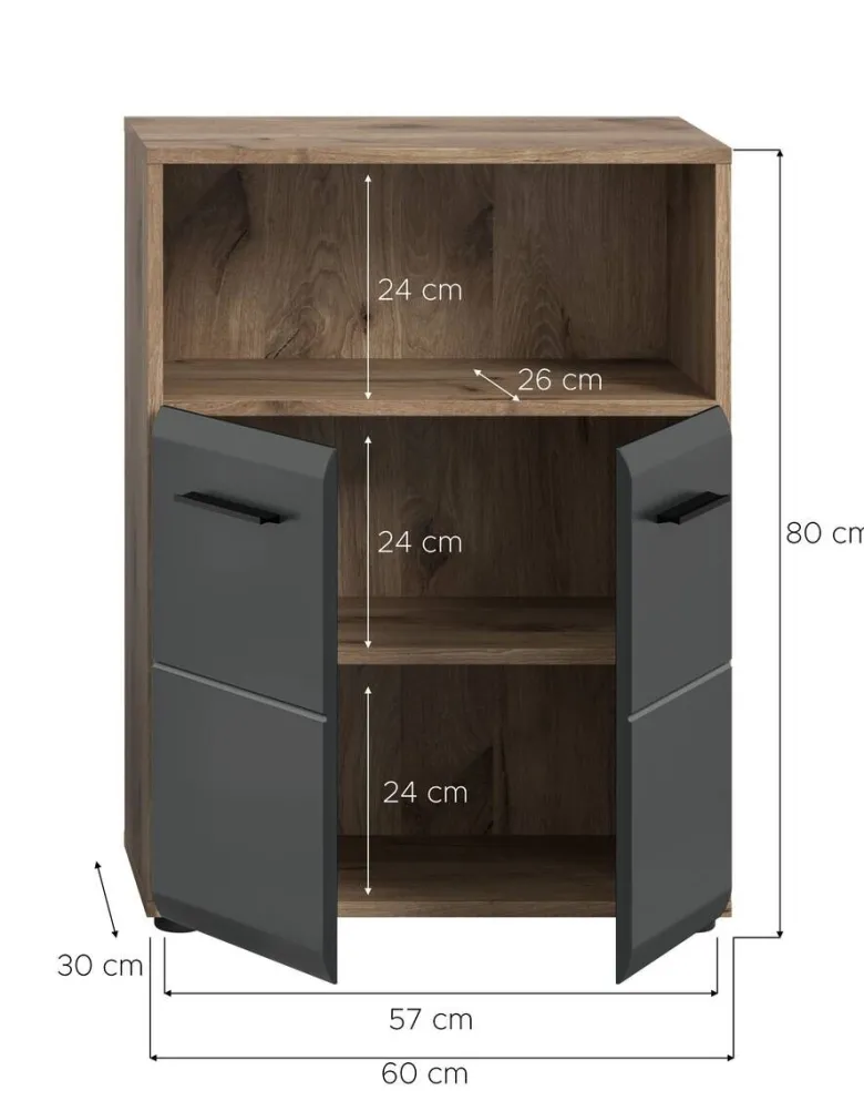 Schrank Ice Nox Oak Nachbildung schwarz matt B/H/T: ca. 60x80x30 cm
