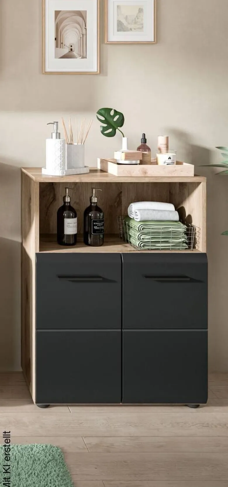 Schrank Ice Nox Oak Nachbildung schwarz matt B/H/T: ca. 60x80x30 cm