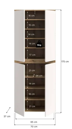 Schrank SCARPA Evoke Oak Nachbildung weiß B/H/T: ca. 70x175x37 cm