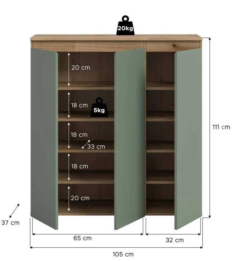 Schrank SCARPA Evoke Oak Nachbildung grün B/H/T: ca. 105x111x37 cm