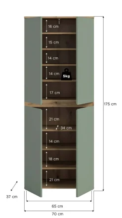 Schrank SCARPA Evoke Oak Nachbildung grün B/H/T: ca. 70x175x37 cm