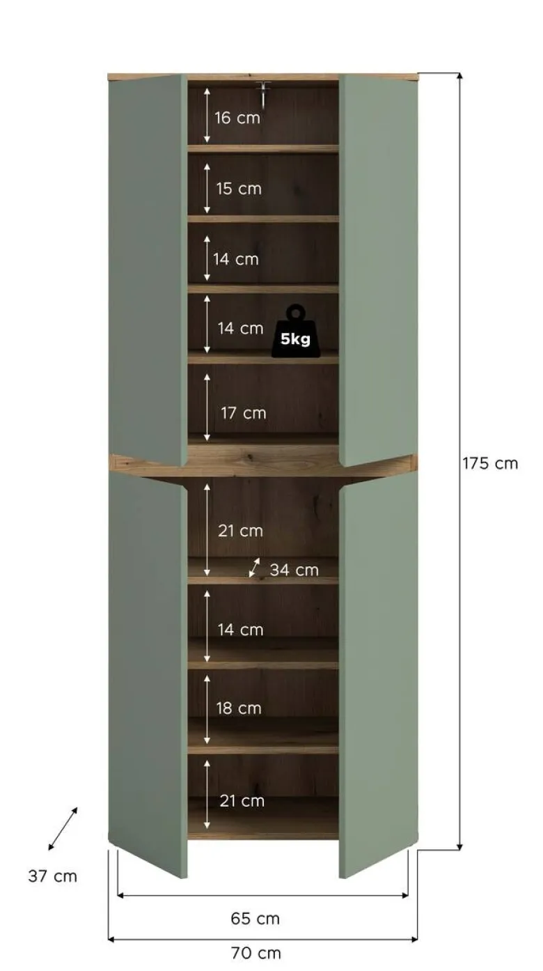 Schrank SCARPA Evoke Oak Nachbildung grün B/H/T: ca. 70x175x37 cm