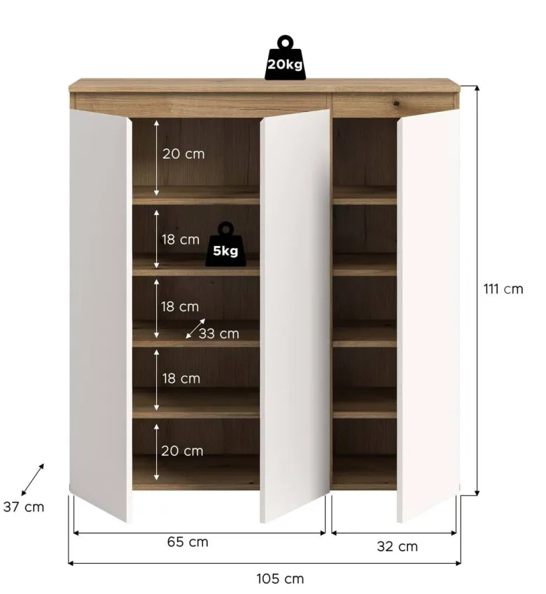 Schrank SCARPA Evoke Oak Nachbildung weiß B/H/T: ca. 105x111x37 cm