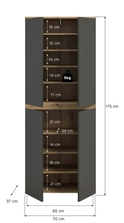 Schrank SCARPA Evoke Oak Nachbildung anthrazit B/H/T: ca. 70x175x37 cm