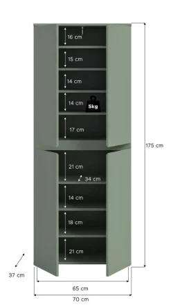 Schrank SCARPA grün B/H/T: ca. 70x175x37 cm