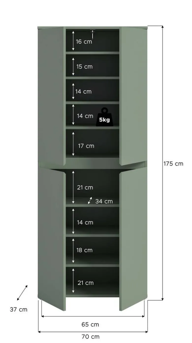 Schrank SCARPA grün B/H/T: ca. 70x175x37 cm
