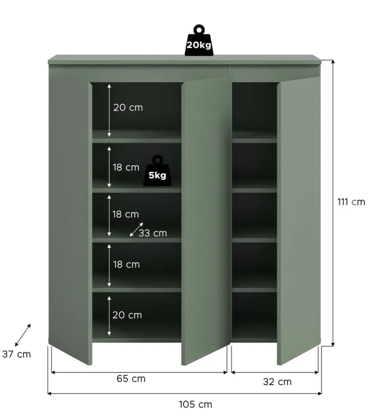 Schrank SCARPA grün B/H/T: ca. 105x111x37 cm
