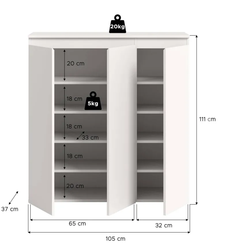 Schrank SCARPA weiß B/H/T: ca. 105x111x37 cm