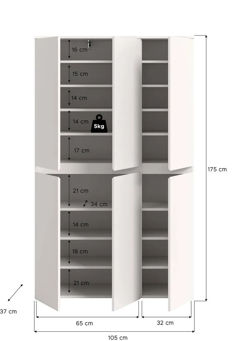 Schrank SCARPA weiß B/H/T: ca. 105x175x37 cm