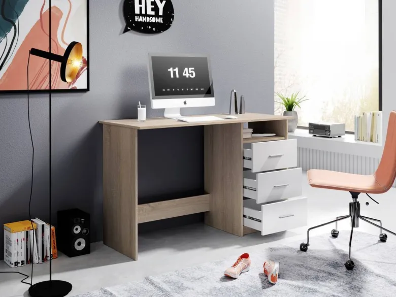 Schreibtisch Adria Eiche Sonoma Nachbildung weiß B/H/T: ca. 123x77x50 cm