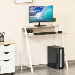 Schreibtisch 836-055AK weiß Eiche Nachbildung B/H/T: ca. 84x85x45 cm