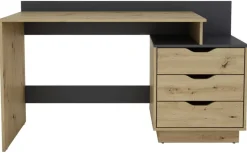 Schreibtisch BELFAST Eiche Artisan Nachbildung anthrazit B/H/T: ca. 138x83,5x51,5 cm