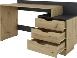 Schreibtisch BELFAST Eiche Artisan Nachbildung anthrazit B/H/T: ca. 138x83,5x51,5 cm