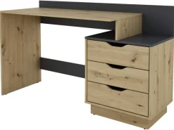 Schreibtisch BELFAST Eiche Artisan Nachbildung anthrazit B/H/T: ca. 138x83,5x51,5 cm