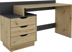 Schreibtisch BELFAST Eiche Artisan Nachbildung anthrazit B/H/T: ca. 138x83,5x51,5 cm