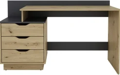 Schreibtisch BELFAST Eiche Artisan Nachbildung anthrazit B/H/T: ca. 138x83,5x51,5 cm