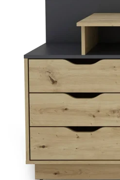 Schreibtisch BELFAST Eiche Artisan Nachbildung anthrazit B/H/T: ca. 138x83,5x51,5 cm