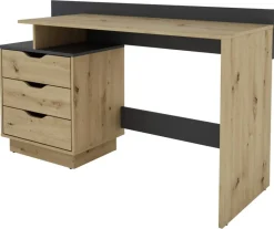 Schreibtisch BELFAST Eiche Artisan Nachbildung anthrazit B/H/T: ca. 138x83,5x51,5 cm