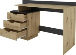 Schreibtisch BELFAST Eiche Artisan Nachbildung anthrazit B/H/T: ca. 138x83,5x51,5 cm