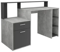 Schreibtisch Beton Optik anthrazit B/H/T: ca. 139x92x54 cm