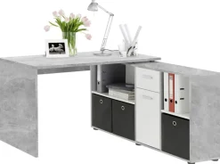 Schreibtisch Beton Optik weiß B/H/T: ca. 136x74x66,5 cm
