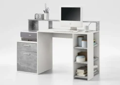 Schreibtisch Beton Optik weiß B/H/T: ca. 139x92x54 cm