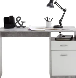 Schreibtisch Beton Optik weiß B/H/T: ca. 123x77x50 cm