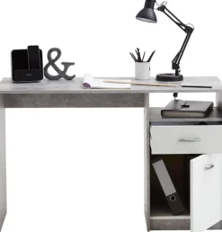 Schreibtisch Beton Optik weiß B/H/T: ca. 123x77x50 cm