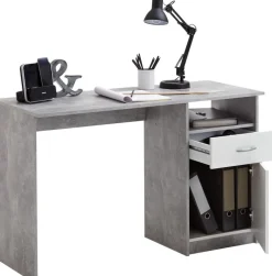Schreibtisch Beton Optik weiß B/H/T: ca. 123x77x50 cm