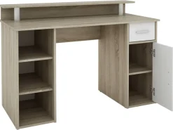 Schreibtisch DIEGO Eiche Sonoma Nachbildung weiß silber B/H/T: ca. 120x88x55 cm