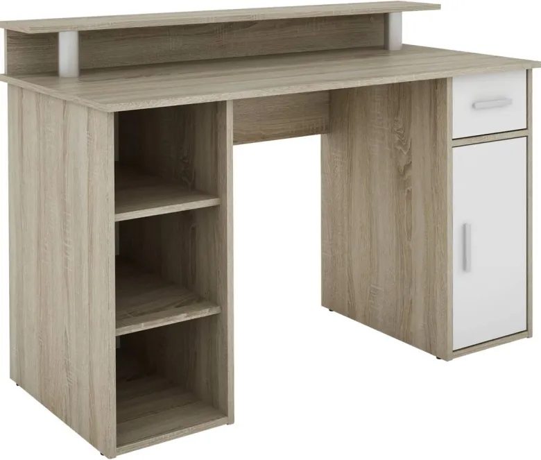 Schreibtisch DIEGO Eiche Sonoma Nachbildung weiß silber B/H/T: ca. 120x88x55 cm