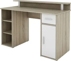 Schreibtisch DIEGO Eiche Sonoma Nachbildung weiß silber B/H/T: ca. 120x88x55 cm