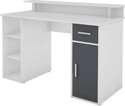 Schreibtisch DIEGO weiß anthrazit silber B/H/T: ca. 120x88x55 cm