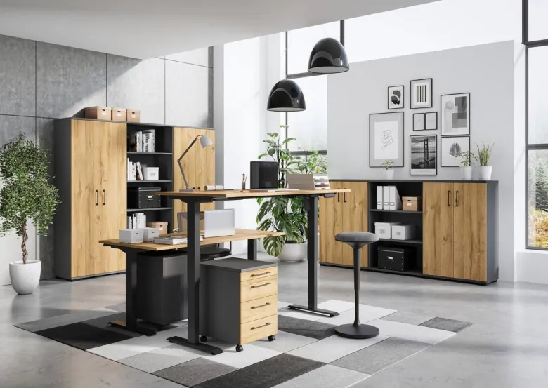 Schreibtisch 8023-582 Eiche Grand-Son Nachbildung schwarz B/H/T: ca. 140x118x80 cm